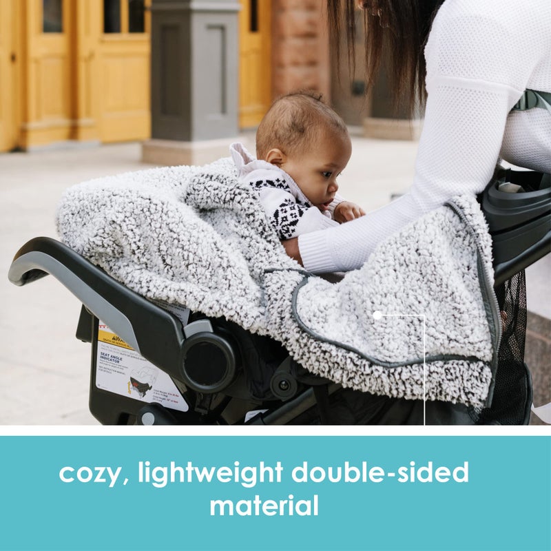 JJ Cole Winter Baby Car Seat Cover - Winter Car Seat Cover for Baby Seat or Stroller - Infant Car Seat Covers with Warm Sherpa Lining - Cuddly Gray - Image 4